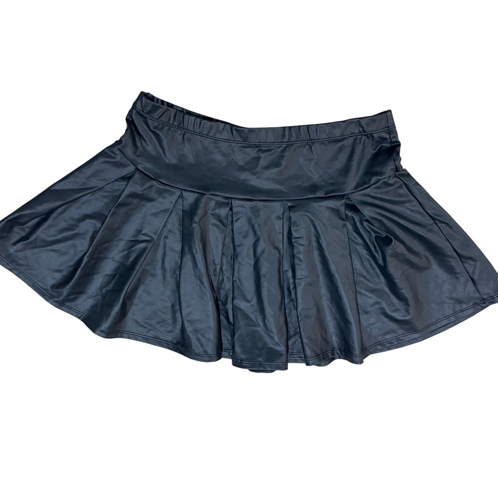 Y2K Charlotte Russe‎ Black Faux Leather Mini Skirt Large Whimsigoth Punk Witchy